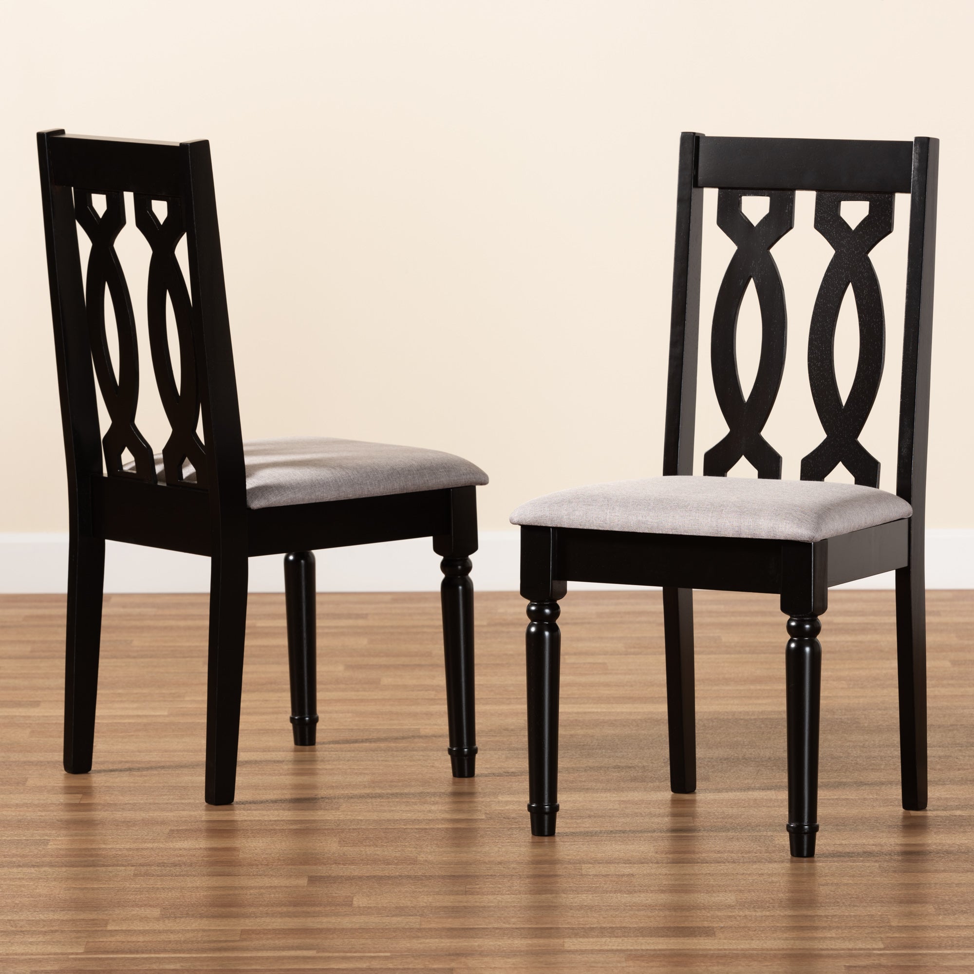 Baxton Studio Cherese Dining Chair， Set of 2， Grey and Dark Brown