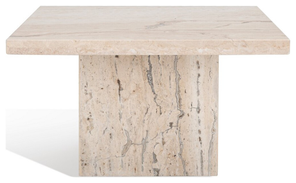 Safavieh Couture Olivia Square Travertine Accent Table Off White   Transitional   Side Tables And End Tables   by Safavieh  Houzz