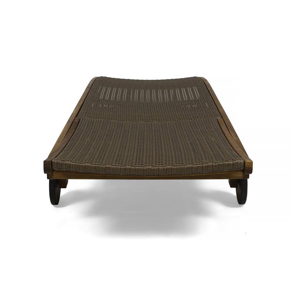 Noble House Colby Teak 2Piece Acacia Wood Outdoor Chaise Lounge