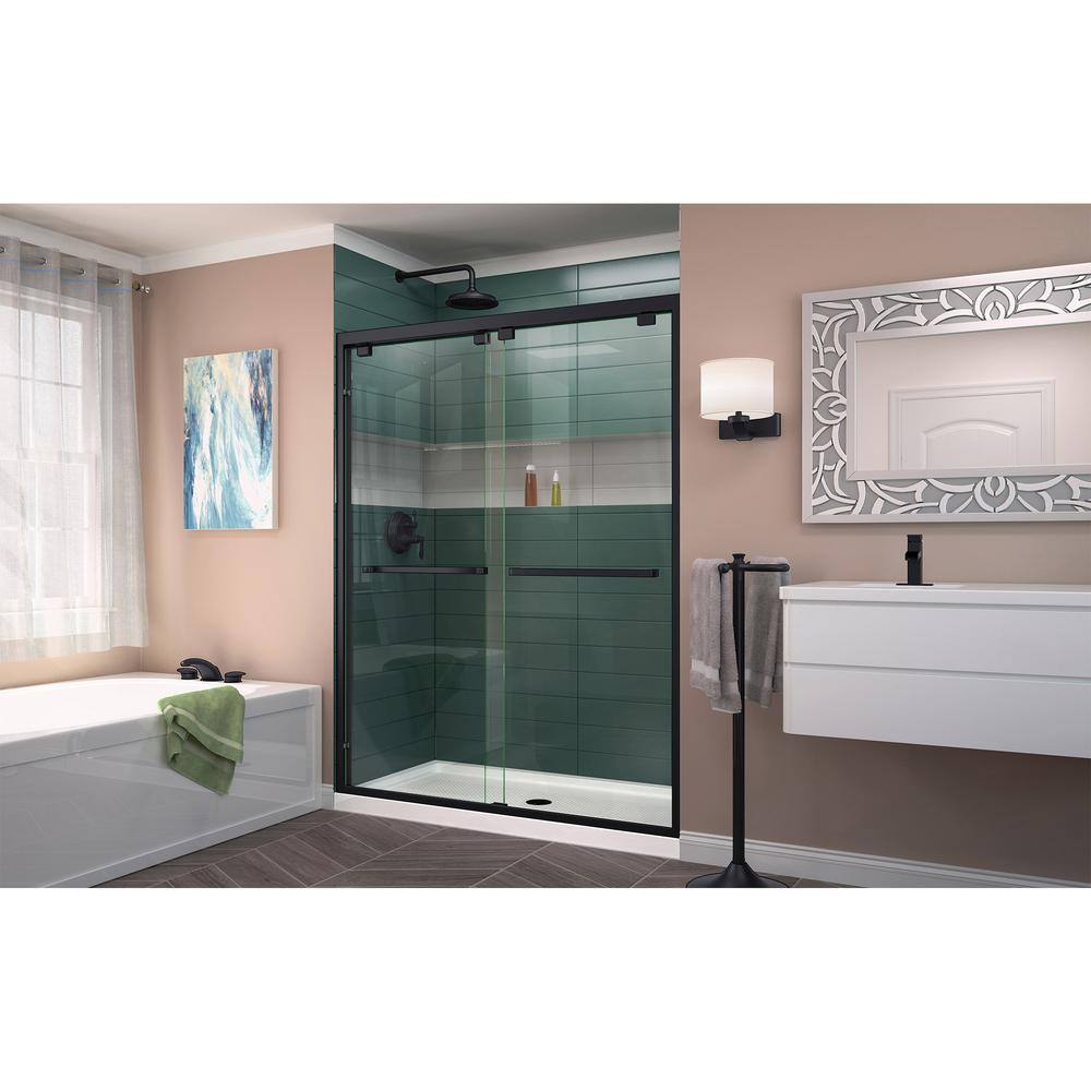 DreamLine Encore 44 to 48 in. x 76 in. Semi-Frameless Sliding Shower Door in Satin Black SHDR-1648760-09