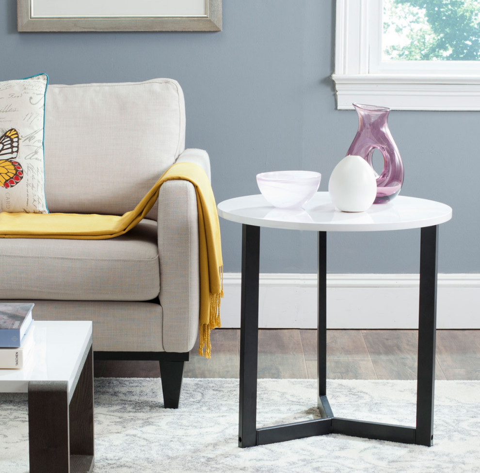 Arden Mid Century Modern Lacquer End Table  White/Black   Transitional   Side Tables And End Tables   by Rustic Home Furniture Deco  Houzz