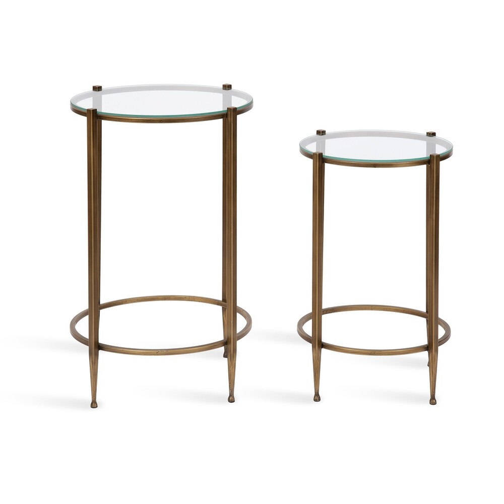 Kate and Laurel Solange Metal and Glass Nesting Tables 2 Piece Set