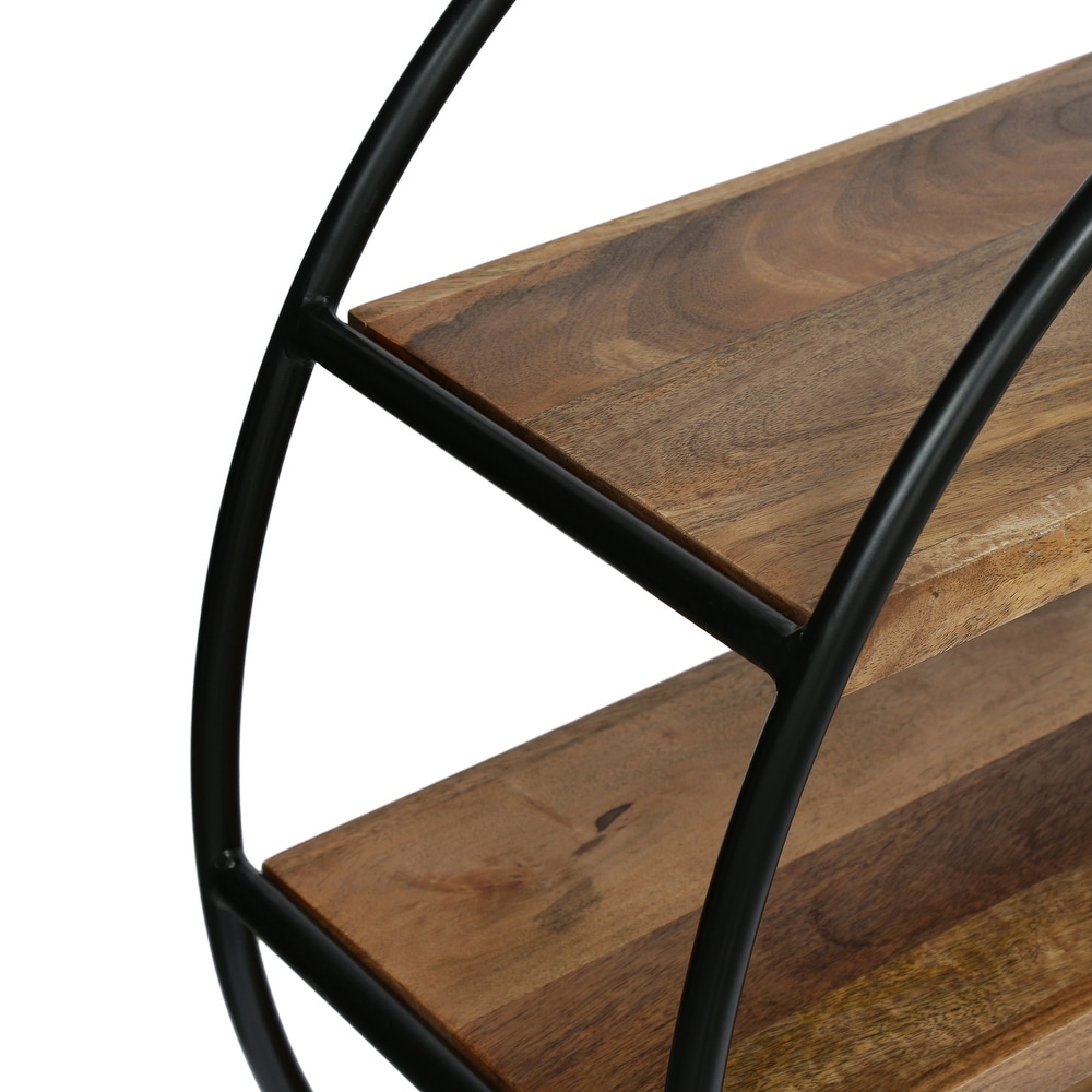 Dundas Indoor Mango Wood Handcrafted Circular Shelf by Christopher Knight Home