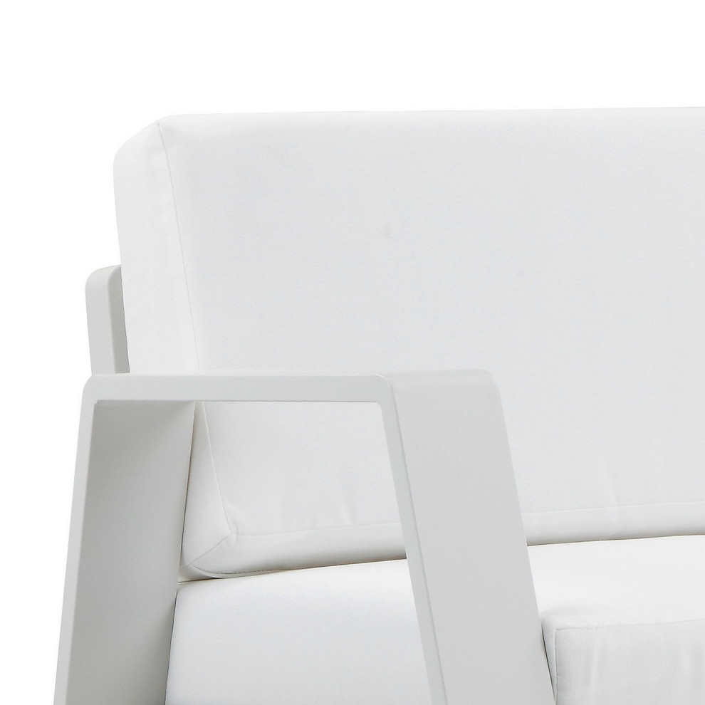 Benzara BM287717 Armchair White Aluminum Frame Fade Resistant Fabric Cushions   Contemporary   Outdoor Lounge Chairs   by Uber Bazaar  Houzz