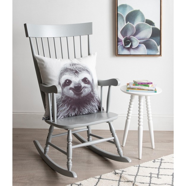 Kate And Laurel Como Sloth Print Throw Pillow Cover 24x24 White