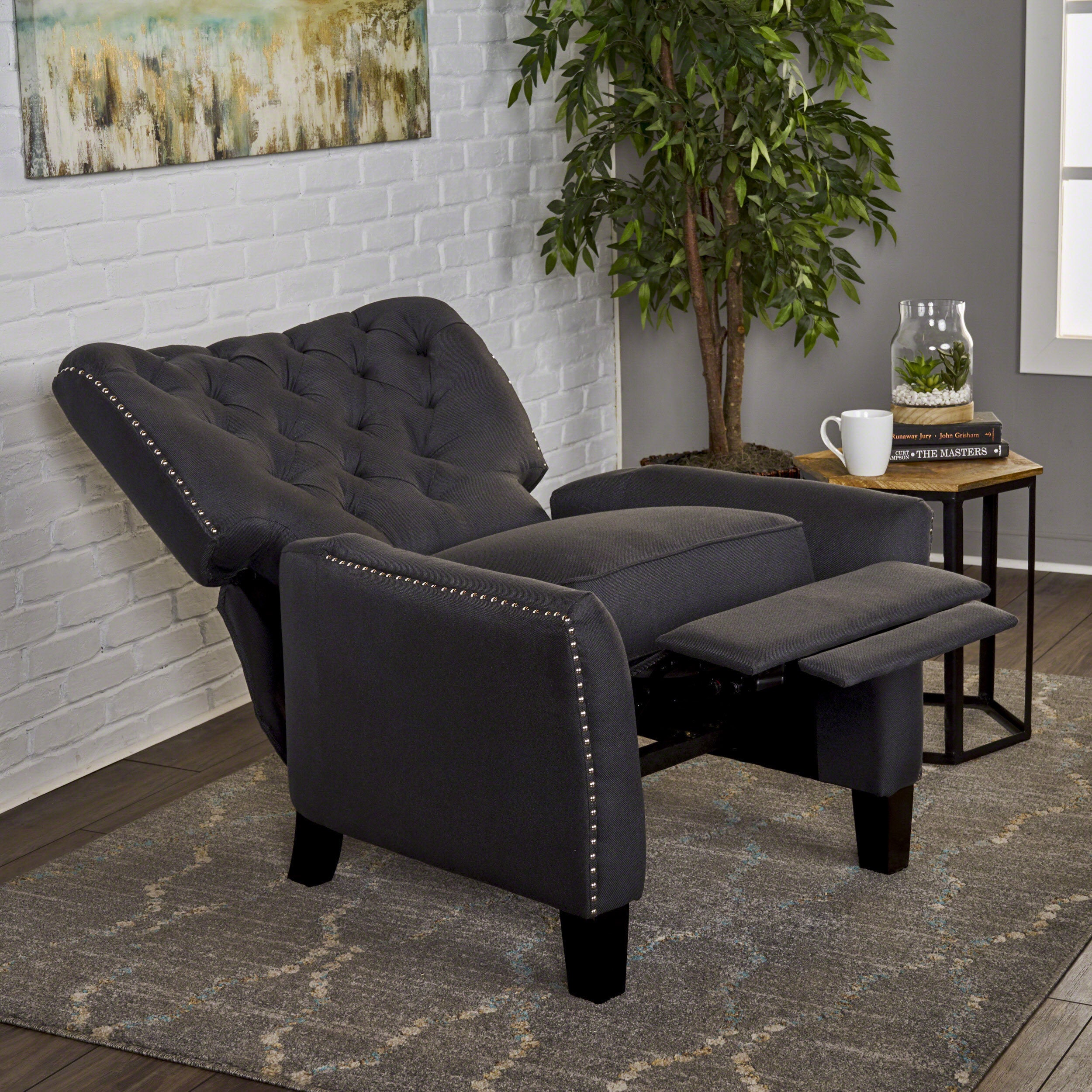 Carlyle Tufted Back Fabric Recliner Armchair