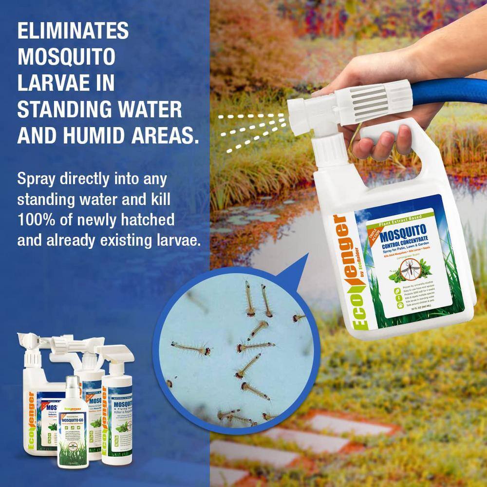 ECOVENGER Mosquito Hose Spray Concentrate by EcoRaider 32OZ Triple-Action Pleasant Scent Plant-Based ChildPet Safe EB1RM90032