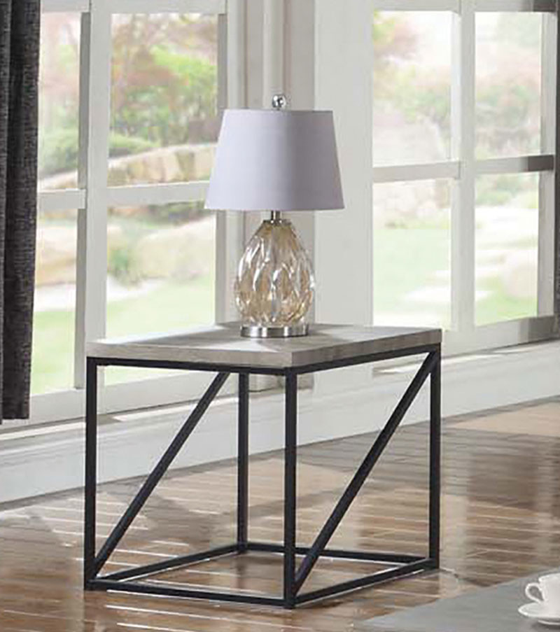 Benzara BM184954 Minimal End Table With Wooden Top  ampMetallic Base  Gray   Industrial   Side Tables And End Tables   by VirVentures  Houzz