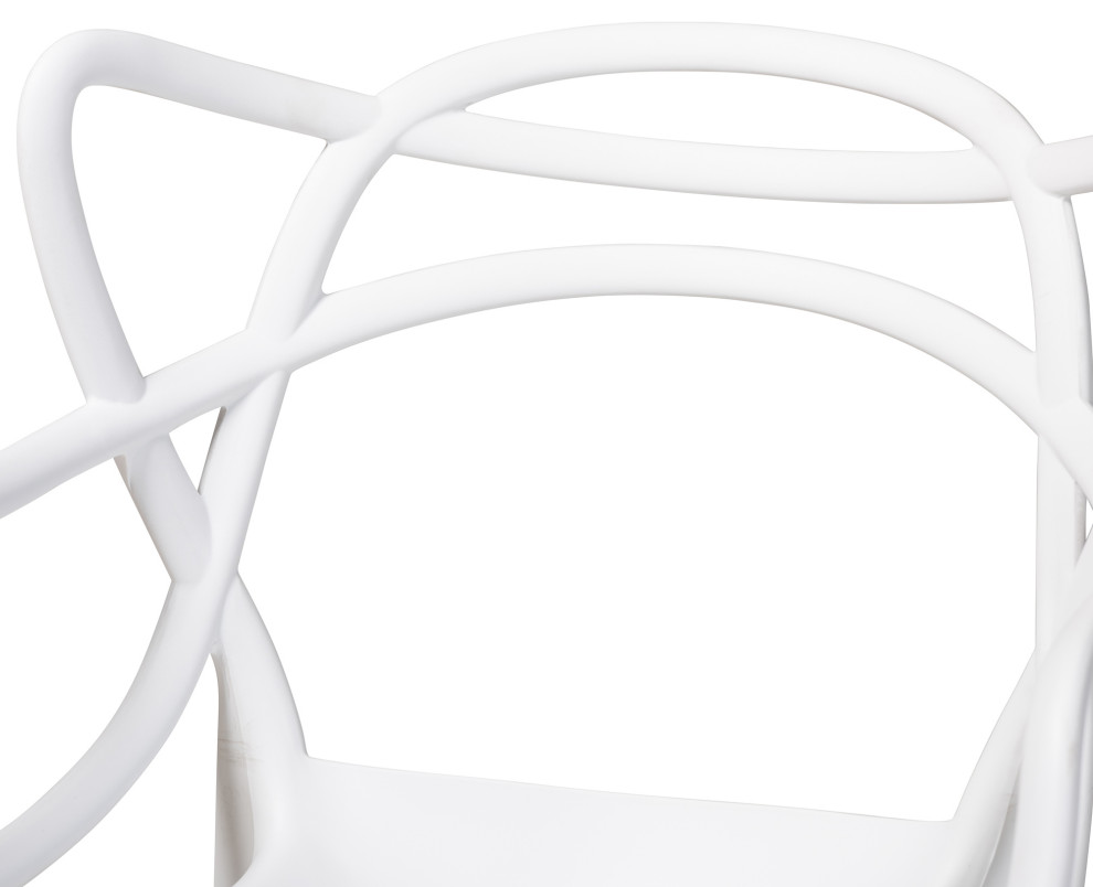 Landry Modern White Finished Plastic 4 Piece Stackable Dining Chair Set   Midcentury   Dining Chairs   by Ezmod Furniture  Houzz