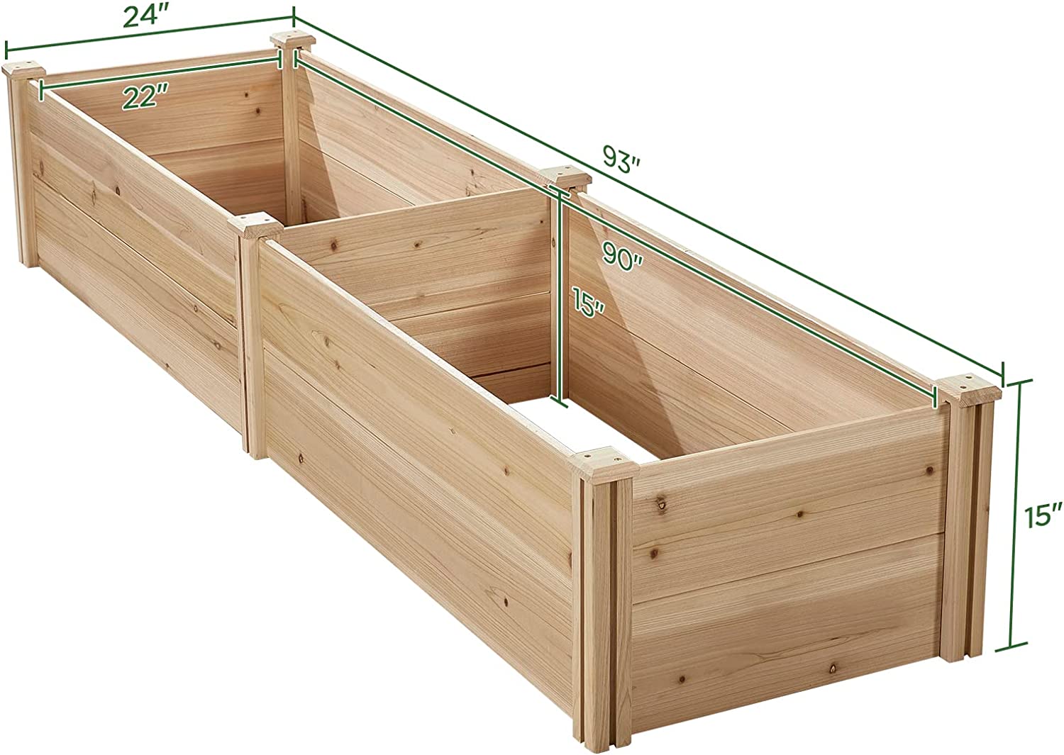 AMERLIFE 15 Inch Deep Wooden Raised Garden Planter 8x2FT Raised Garden Bed Planter Box Garden Planters for Deep-Rooted Plants Outdoors Patio Backyard