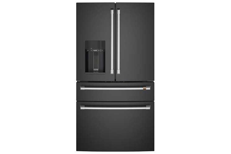 Cafe ENERGY STAR 22.3 Cu. Ft. Matte Black With Brushed Stainless Smart Counter-Depth 4-Door French Door Refrigerator