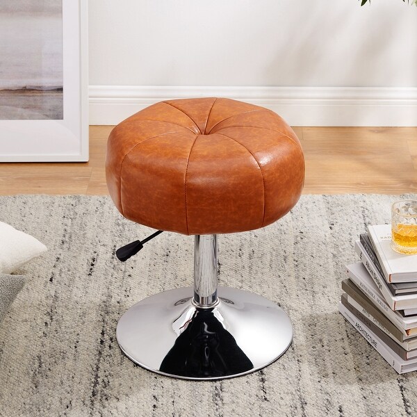 Art Leon Round Adjustable Height Velvet Swivel Stool