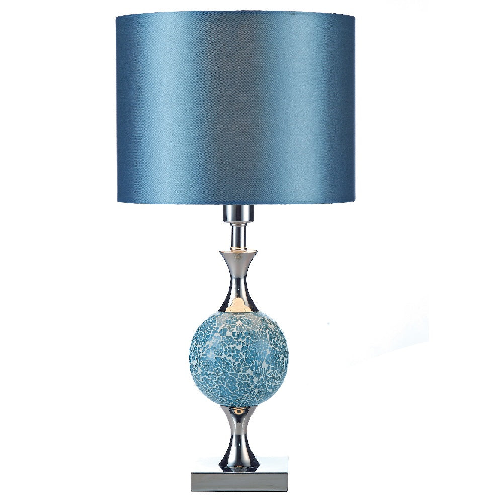 Britalia BRELS4223 Polished Chrome & Blue Mosaic Glass Table Lamp with Shade