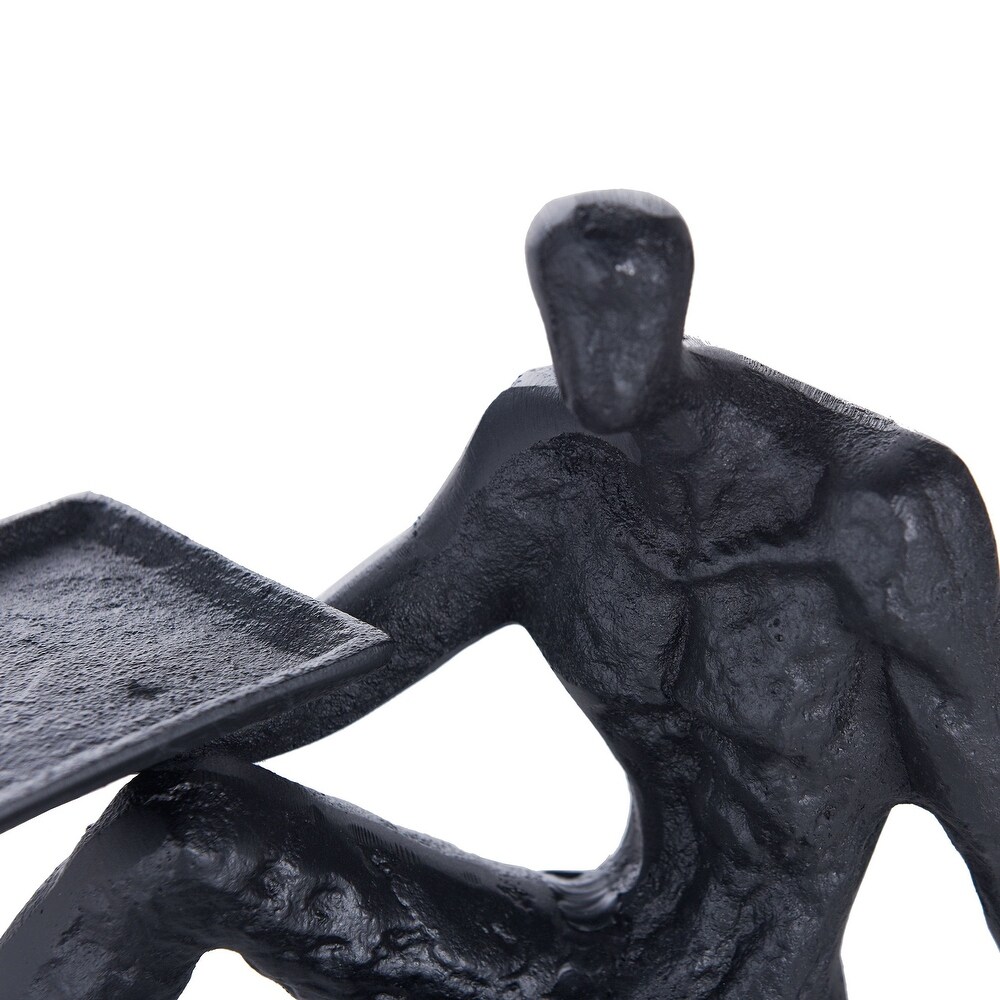 Dann Foley   Figural Sculpture with Tray   Black Cast Aluminum