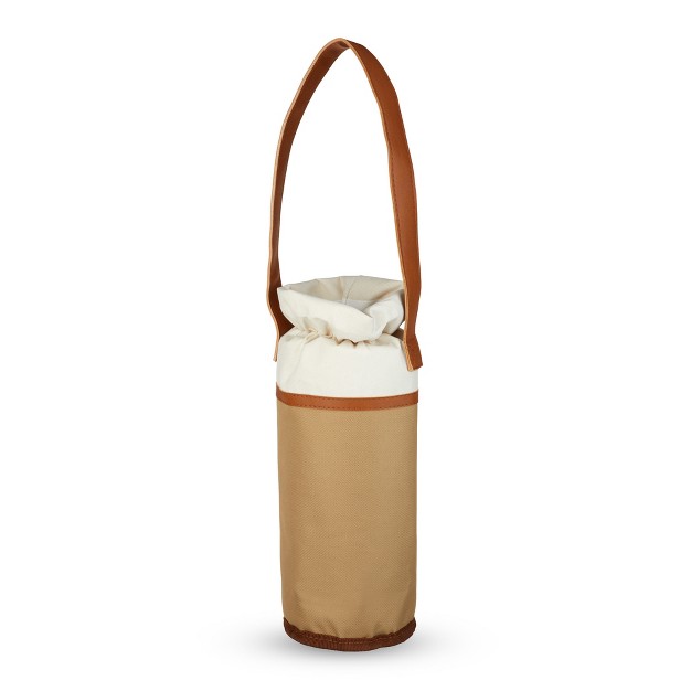 Twine Insulated Single Wine Bag Wine Tote Insulated Liner Faux Leather Strap Holds 1 Standard Wine Bottle Tan Set Of 1