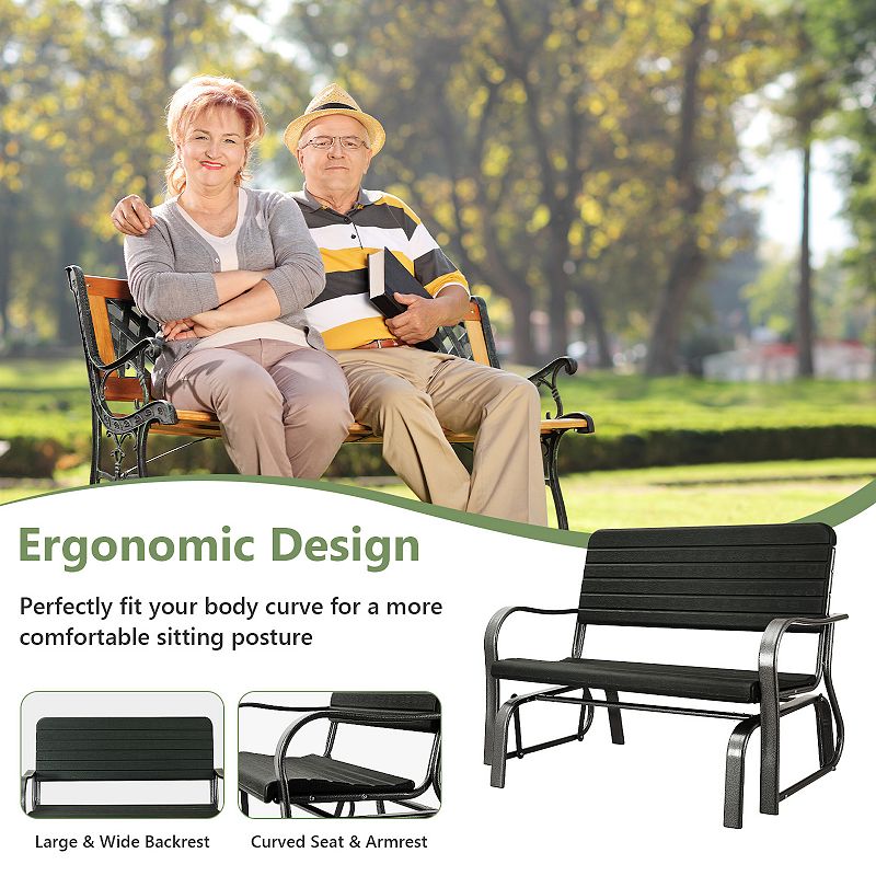 Outdoor Patio Steel Swing Bench Loveseat