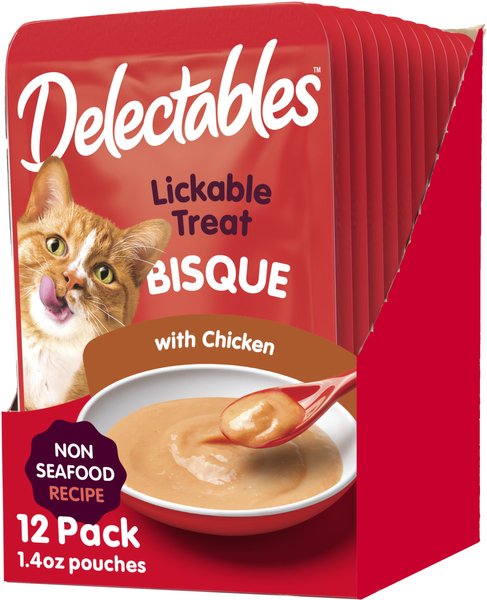 Hartz Delectables Bisque Non-Seafood Recipe with Chicken Wet Cat Treat， 1.4-oz， case of 12