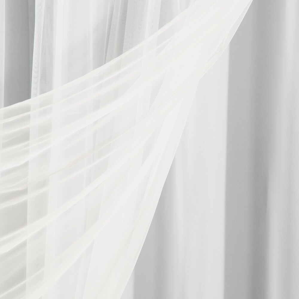 Aurora Home Tulle Sheer with Attached Valance   Blackout Mix   Match