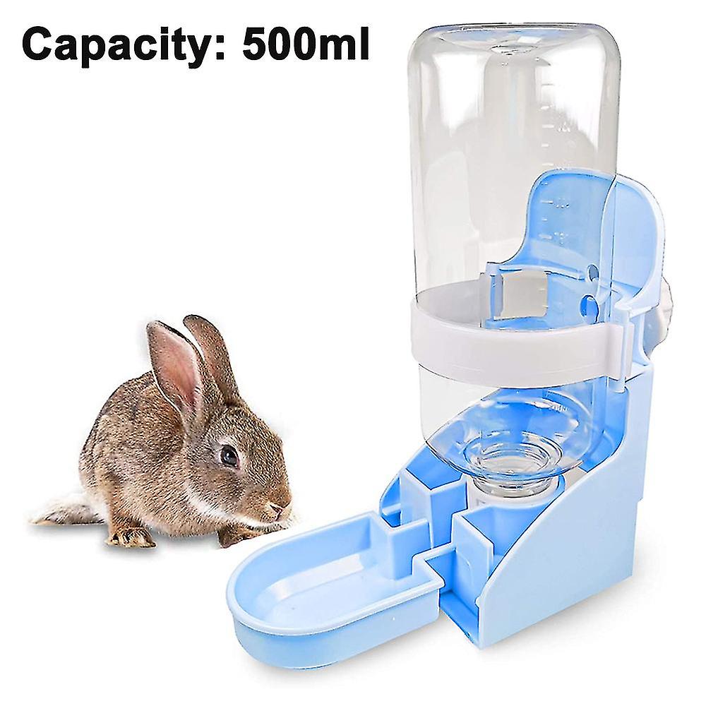 Miman Rabbit Water Bottle， 17oz Hanging Water Fountain Automatic Dispenser No Leak Waterfeeder For Bunny Blue