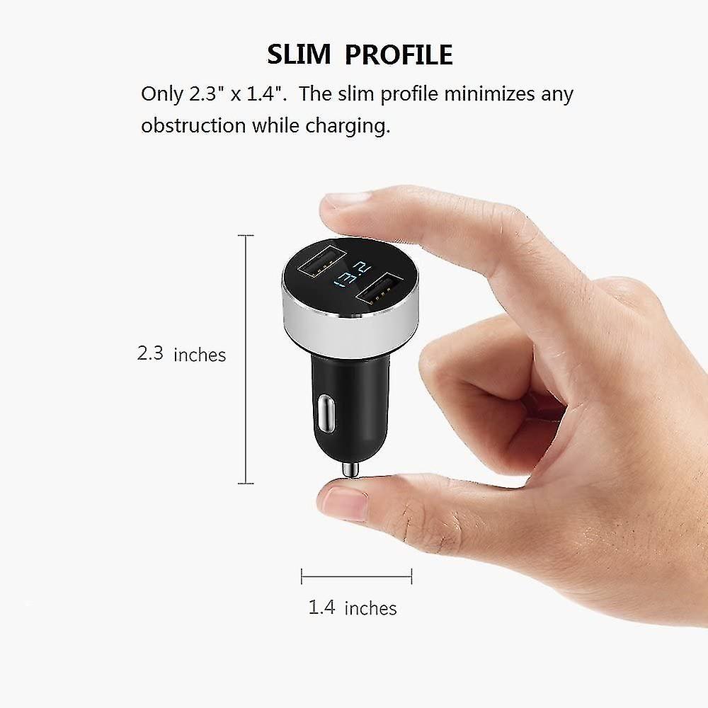 Dual Usb Car Charger， 4.8a Output Car Adapter， Cigarette-lighter Voltage Meter For ，ipad，，lg， Etc