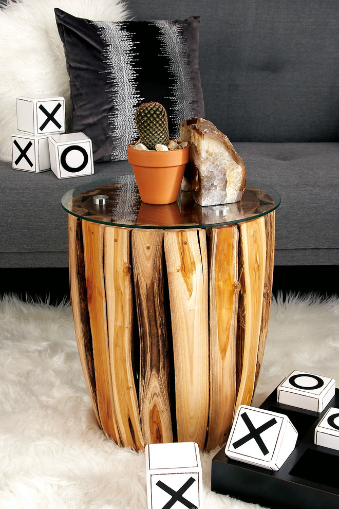 Rustic Brown Teak Wood Accent Table 75560   Rustic   Side Tables And End Tables   by pruneDanish  Houzz