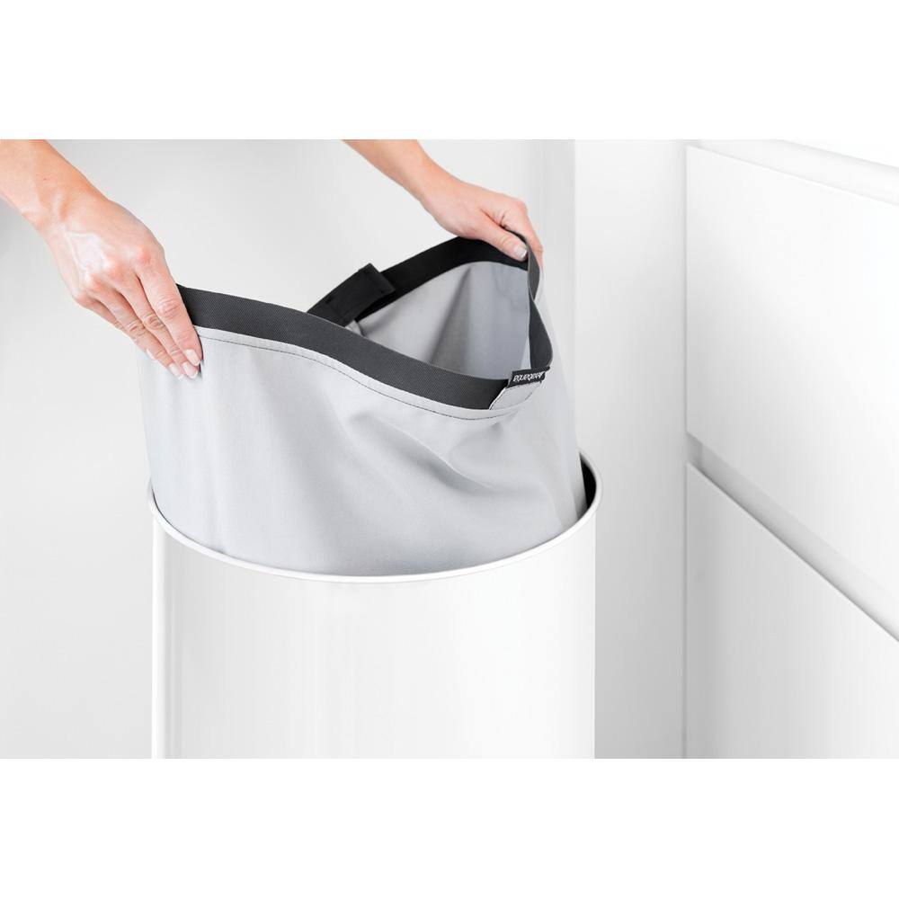 Brabantia 16 Gal. (60L) Laundry Hamper White with Dark Grey Plastic Lid 304880