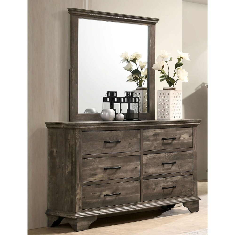 Balthasar Transitional Gray 56 inch Wide 6 Drawer Wood Dresser by Furniture of America