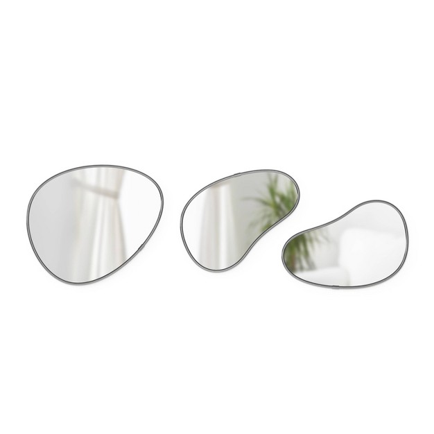 Set Of 3 Hubba Pebble Mirrors Metallic Titanium Umbra