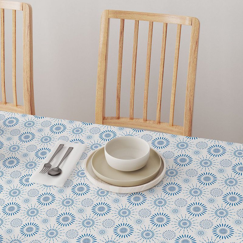 Square Tablecloth， 100% Cotton， 60x60， Blue Fireworks Pattern