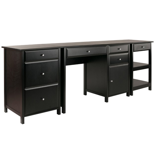 3pc Delta Home Office Set Black Winsome