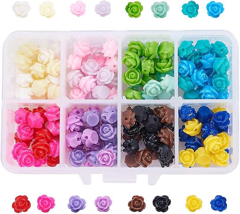 160pcs 16 Colors Rose Flowers Beads Buttons Flat Base Resin Flower Jewelry Beads Embellishments Flower Flatback Cabochons For Diy Crafts， Scrapbooking