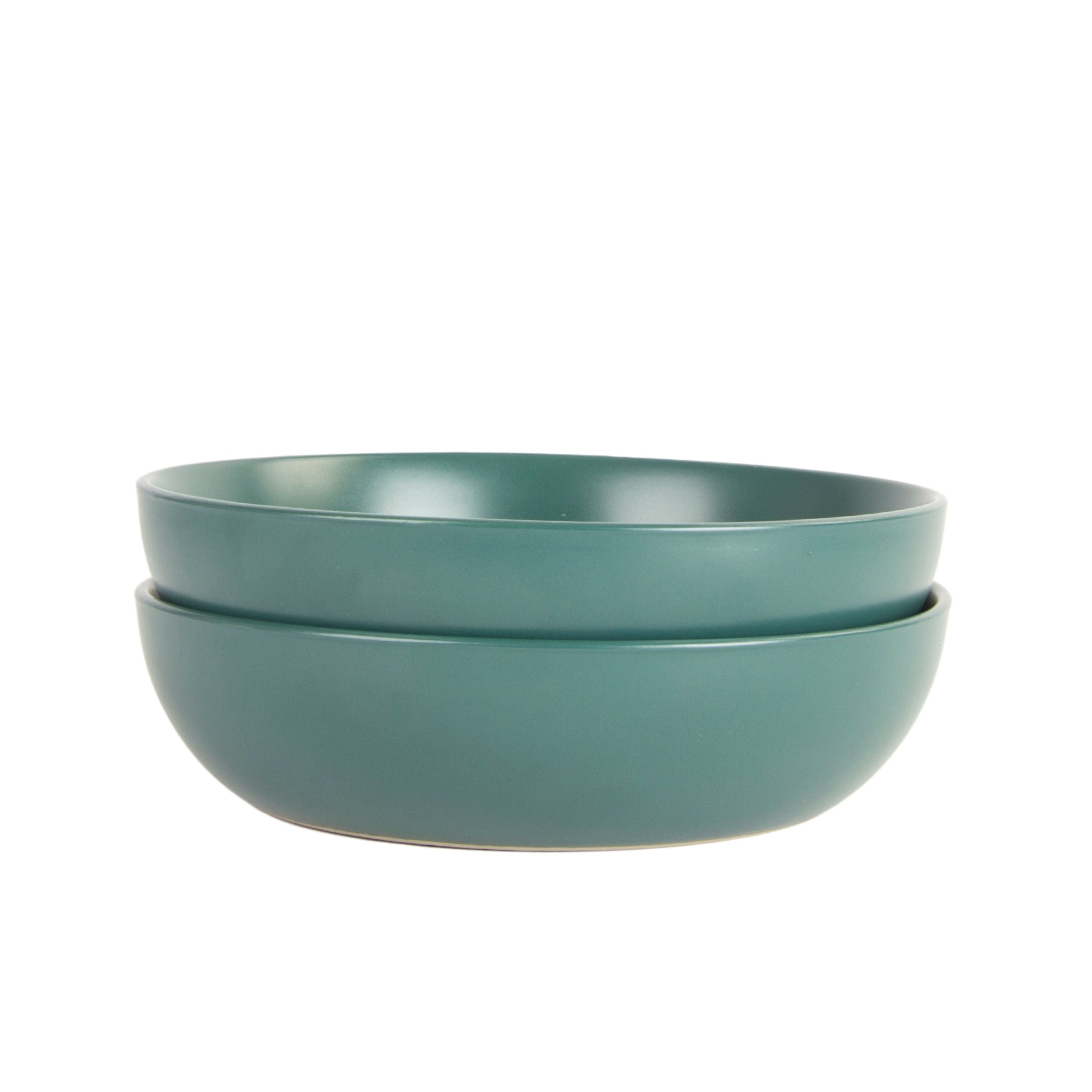 10 Strawberry Street Wazee Matte 9/48oz Serving Bowl， Set of 2， Emerald Green