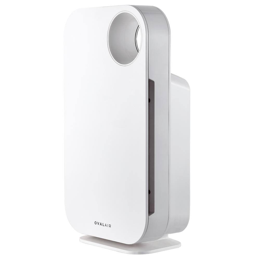 OVAL AIR 3-Stage 5-in-1 Air Purifier for Rooms Upto 600 sq. ft. Reduces Allergies Asthma Pets Odor Smoke White AIR1000A