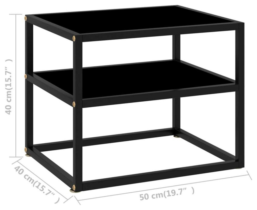 Vidaxl Console Table Black 19.7X15.7X15.7 Tempered Glass 2852   Transitional   Side Tables And End Tables   by vidaXL LLC  Houzz