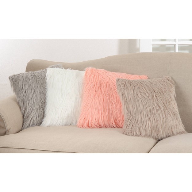 Poly Filled Long Hair Faux Fur Square Throw Pillow Saro Lifestyle