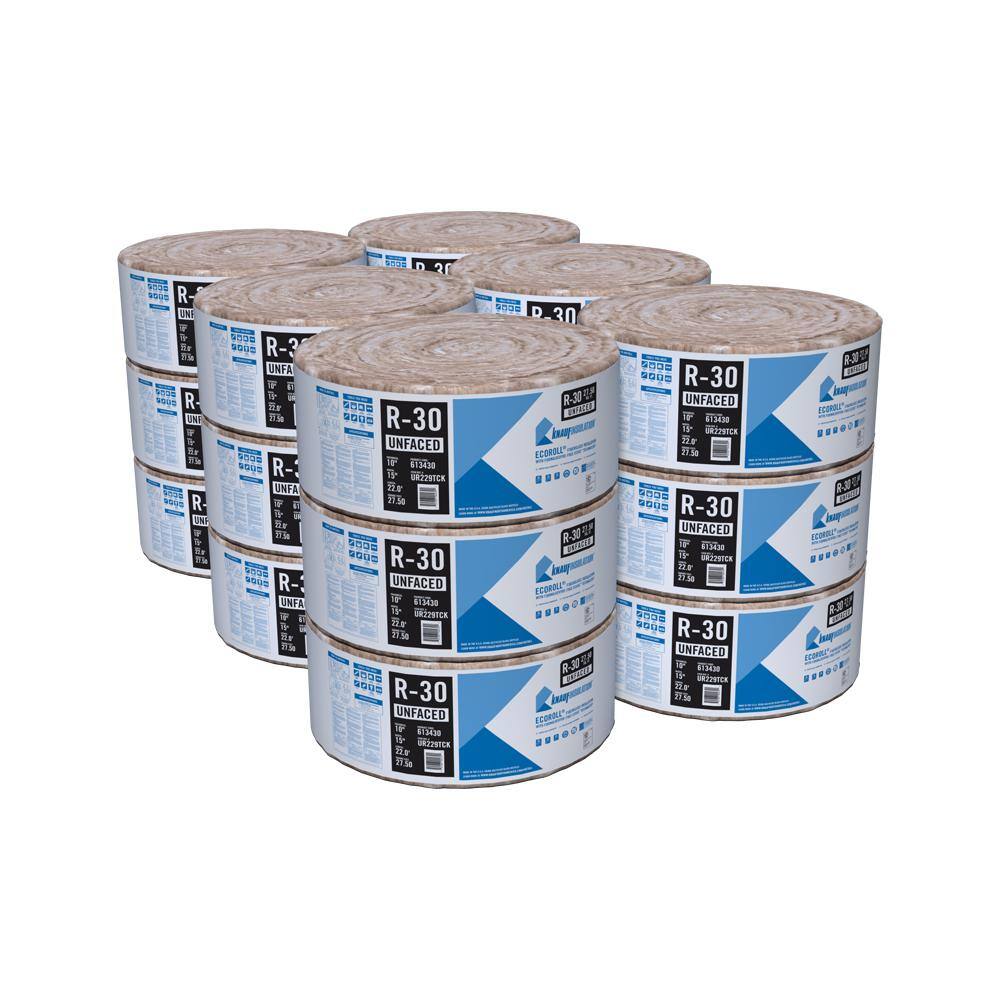 Knauf Insulation R-30 EcoRoll Unfaced Fiberglass Insulation Roll 10 in. x 15 in. x 22 ft. (18-Rolls) 689971