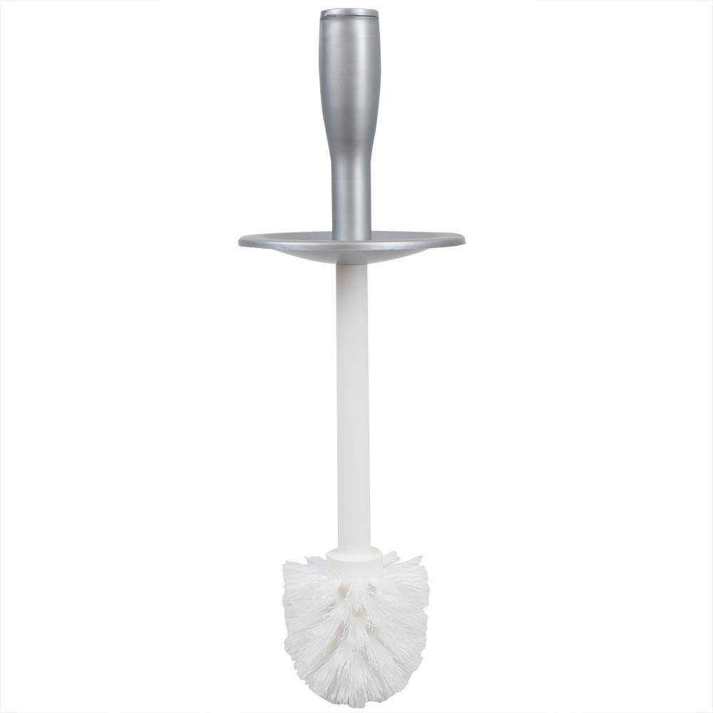 Home Basics Plastic Toilet Brush Holder with Brush in Grey TB45048