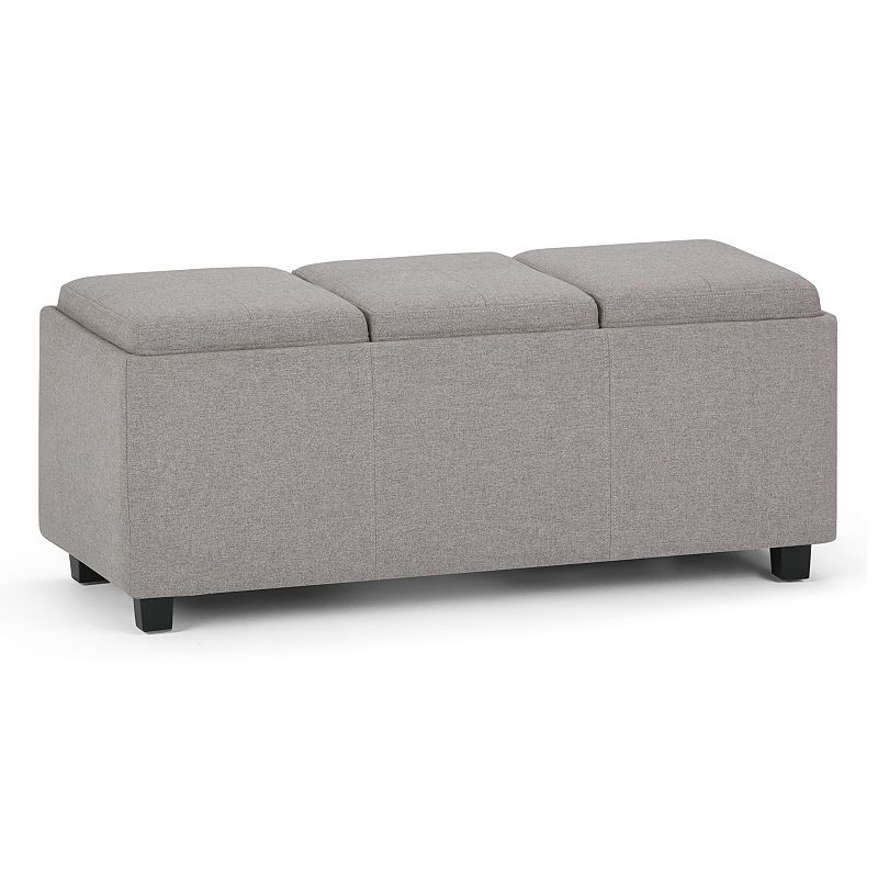 Simpli Home Avalon Rectangular Upholstered Storage Ottoman