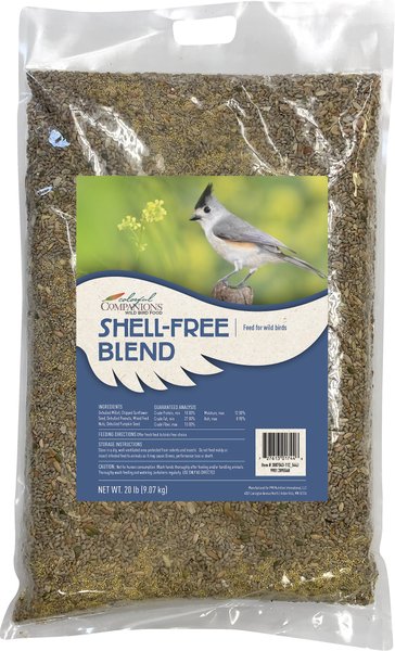 Colorful Companions Shell-Free Blend Patio and Waste Free Wild Bird Food， 20-lb bag