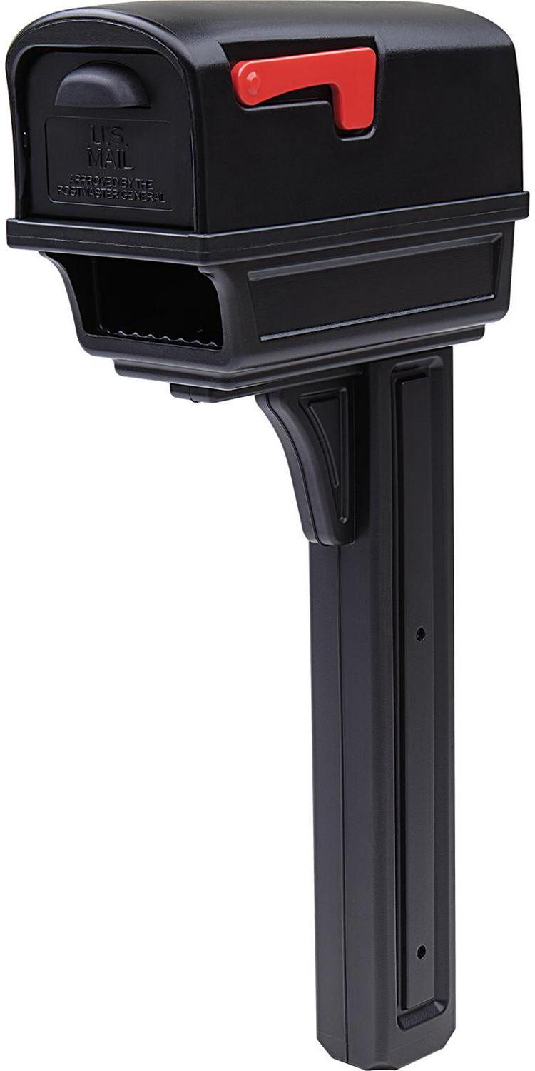 Gibraltar Mailboxes Gentry All-in-One， Large， Plastic， Mailbox and Post Combo， Black， GGC1B0000