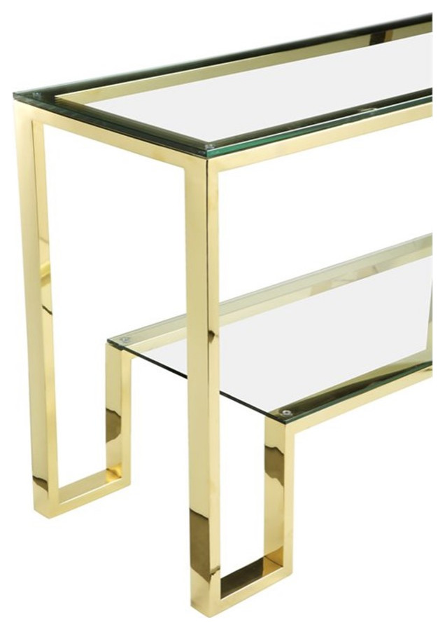 American Home Classic Laurence Modern Metal Console Table in High Polish Gold   Contemporary   Console Tables   by Homesquare  Houzz