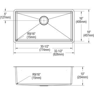 Elkay Crosstown Undermount Stainless Steel 33 in. Single Bowl Kitchen Sink with Bottom Grid and Drain EFRU311610TC