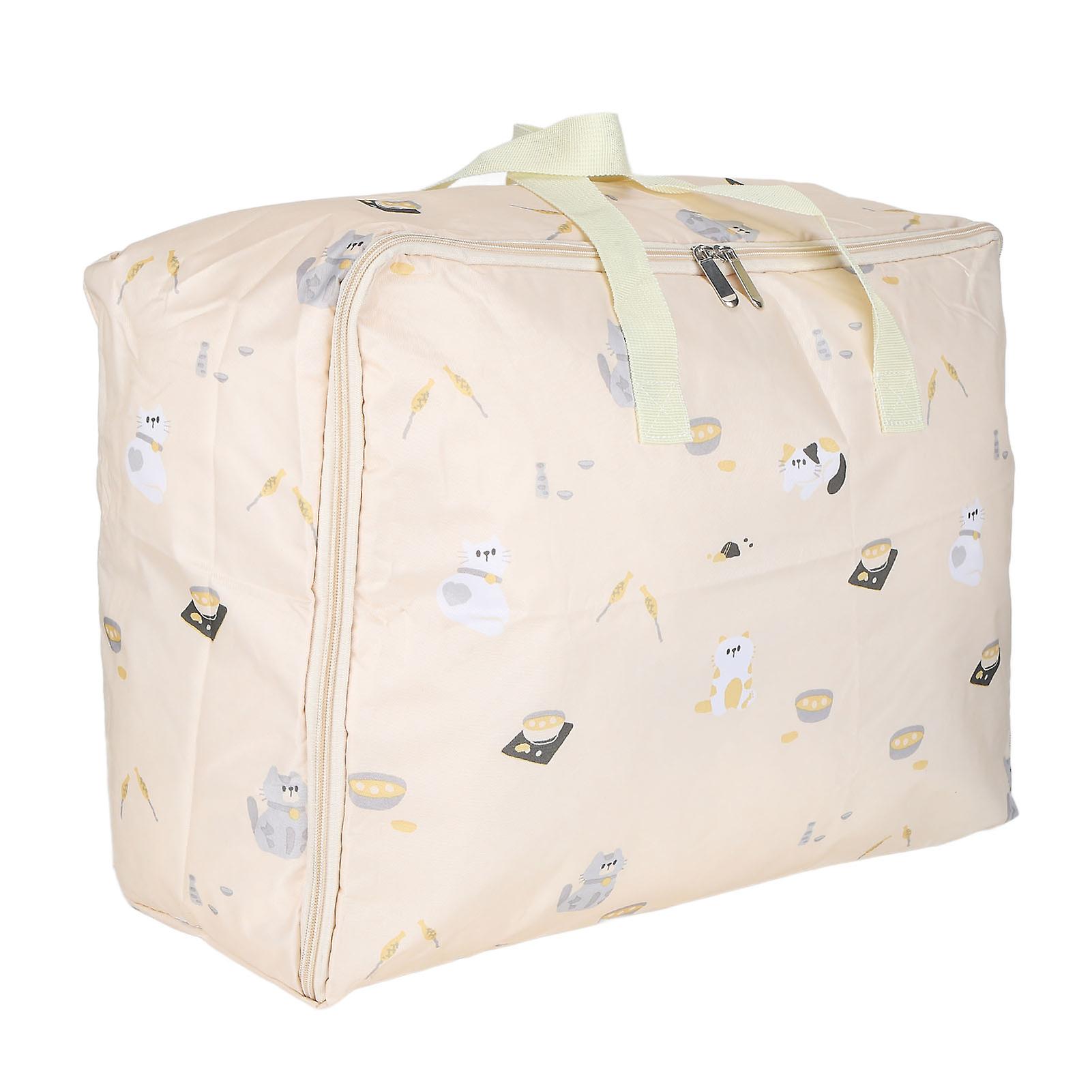 Storage Bag Foldable Portable Large Capacity Zippered Storage Box For Clothes Quilt Pillow Blanket Organizingwhite Cat Pattern