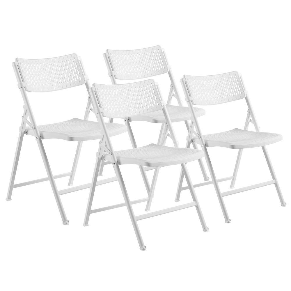 National Public Seating Oversized 18 in. Premium White Polypropylene Seat Metal AirFlex Series Folding Chair (Set of 4 Chairs) 1421