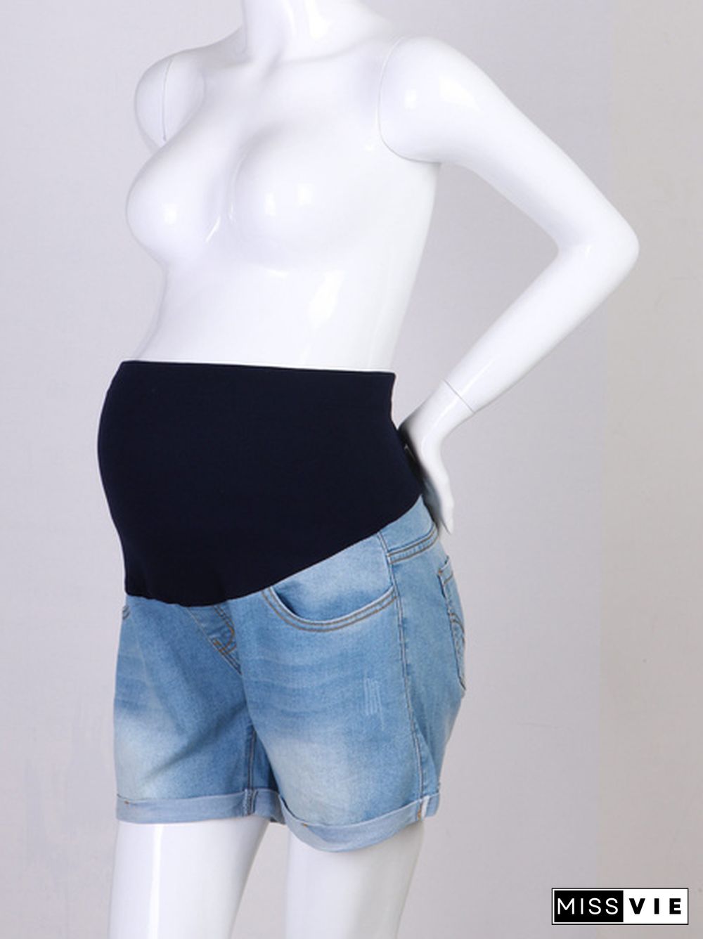 Summer Pregnant Women Denim Shorts Maternity Casual Elastic Waist Belly Shorts