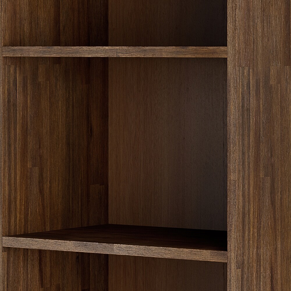 WYNDENHALL Wright SOLID ACACIA WOOD 70 inch x 22 inch Contemporary Bookcase with Storage in Rustic Natural Aged Brown