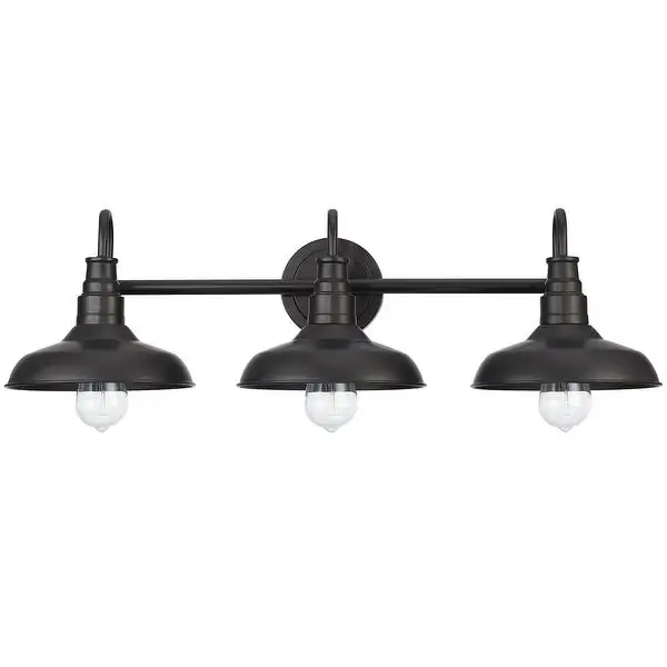 Black Finish Industrial 3-light Metal Vanity Light