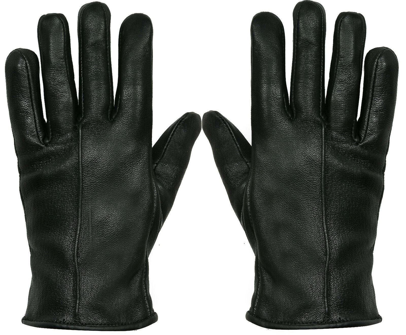 Womens Black Leather Thermal Lined driving fitted Gloves