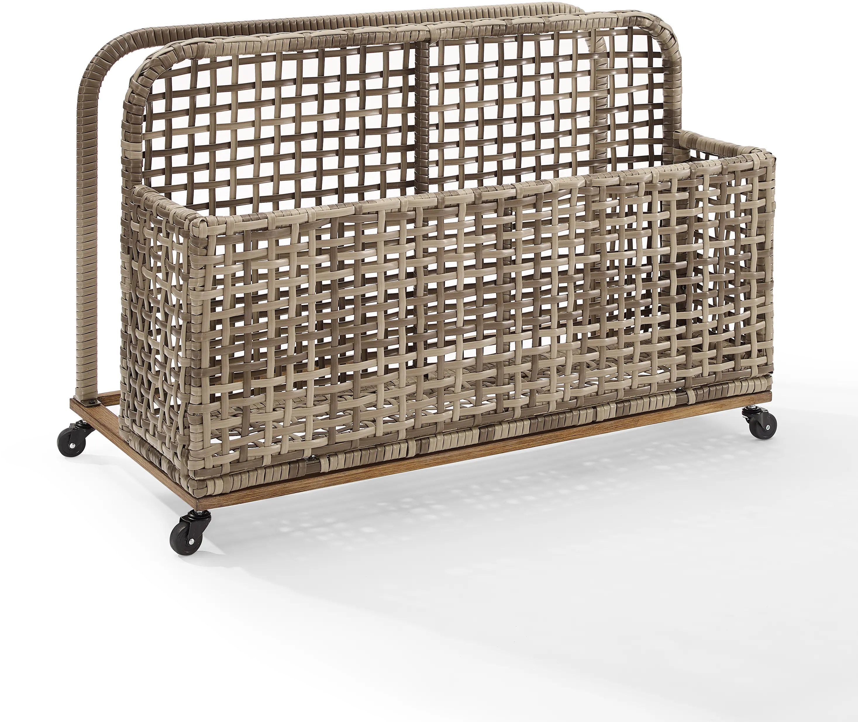 Ridley Outdoor Wicker And Metal Pool Storage Caddy