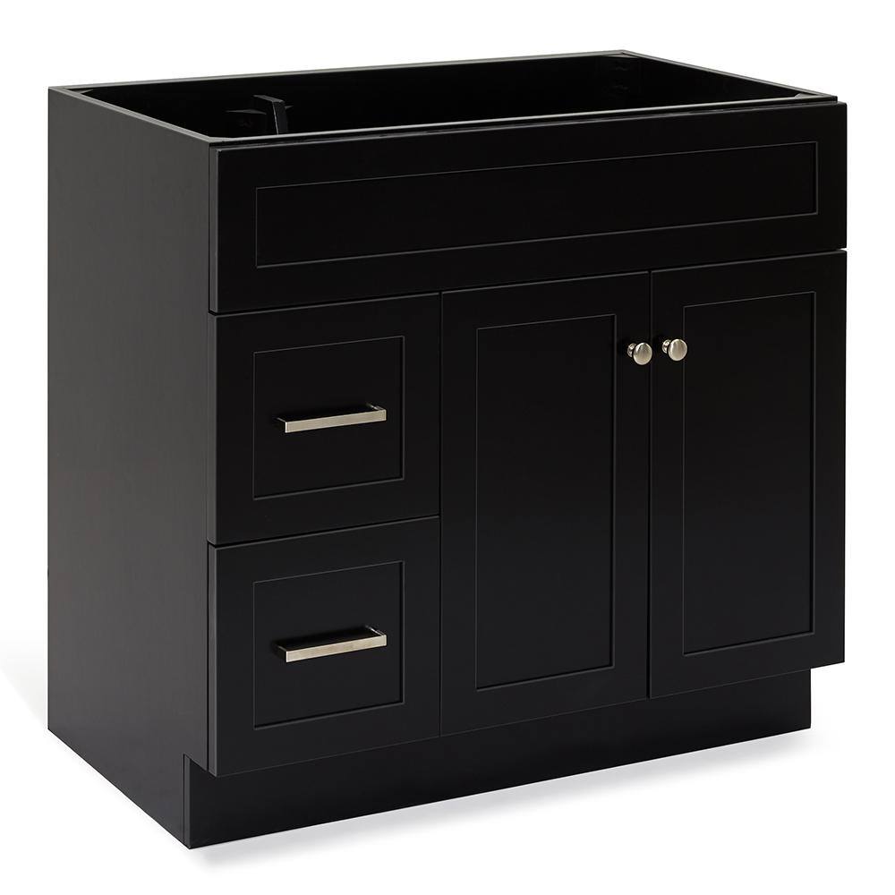 ARIEL Hamlet 36 in. W x 21.5 in. D x 34.5 in. H Bath Vanity Cabinet without Top in Black F036S-R-BC-BLK